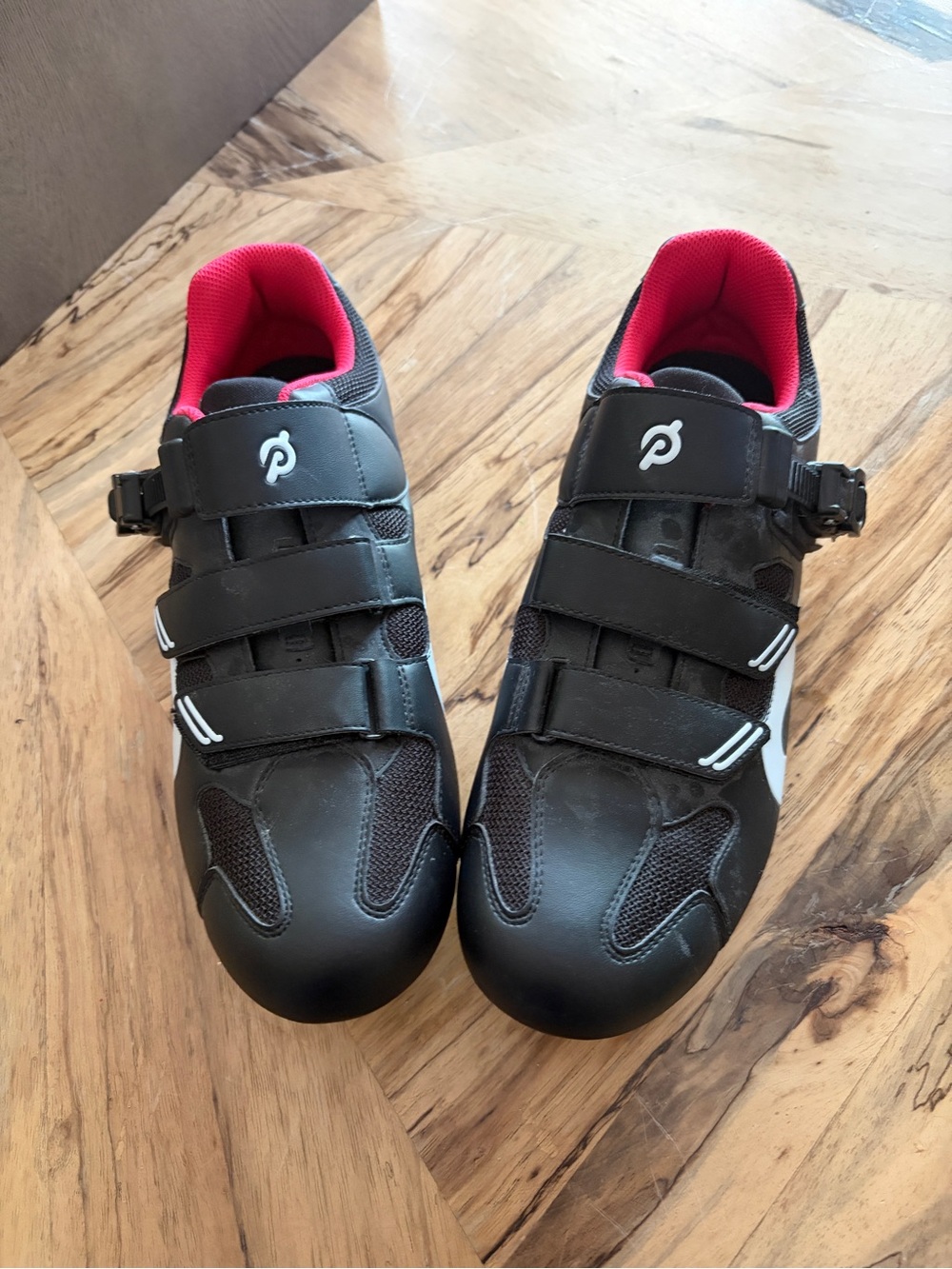 Peloton Black Cycling Shoes with Red Lining